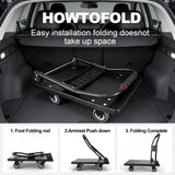 Foldable Flat Platform Hand Truck Dolly, Silent Rolling Wheels Heavy Duty Utility Moving Cart