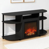 Electric Fireplace TV Stand for 55 Inch TVs, with Curved Open Storage