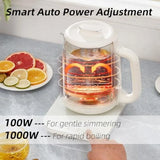 Health Pot, 1.5L Double-Layer Glass Electric Kettle with Stew Pot, 9-in-1 Multi-Function Tea Maker