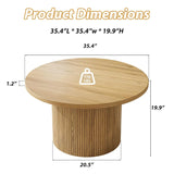 Round Coffee Table with Metal Frame, 35" Coffee Tables for Living Room