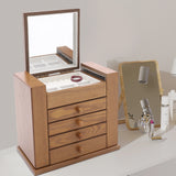 5-tier Wooden Jewelry Box w/ Drawers Mirror for Rings, Earrings, Necklaces