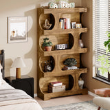 Tribesigns 71" Tall Bookcase, 4-Tier S-Shaped Bookshelf, Wood Decorative Storage Shelving