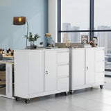 Secure Lateral File Cabinet with Gooseneck Handle, 3 Drawer Mobile Storage Cabinet on Wheels