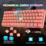 STK61 PBT Wireless Mechanical Gaming Keyboard, 61 Keys LED Backlit