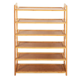 Compact 6-Tier Bamboo Shoe Organizer in Natural Wood Tone