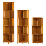 Corner Bamboo Bookcase,3/4/5 Tiers Brown A-Shaped Freestanding Display Bookshelf