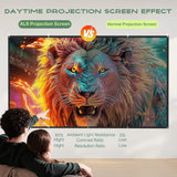 Projector Screen 120in 4K HD Foldable Anti-Crease Portable for Home Theater