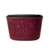 Red Sparkling Rhinestone Hanging Car Trash Bin For Vehicle Interior Storage Organizer