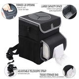 Portable Car Trash Bin With Lid, Leakproof Bag, Hanging Pockets, Adjustable Tissue Dispenser And Mounting Straps