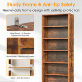 MCQ 6 Shelf Bookcase Wooden Large 63 Inch Tall Bookcase Standing