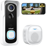Wireless Doorbell Camera 2K HD View, 2-Way Talk with PIR Motion Detection