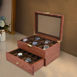 20 Slots Watch Storage Box, 2-Tiers Wooden Watch Case for Men and Women