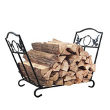Black Indoor Outdoor Fireplace Stand Firewood Holder Folding Log Storage Rack