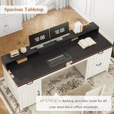 63 Modern Executive Desk with Drawer and Monitor Stand, Home Office Desk
