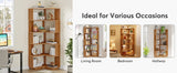 Tribesigns 6 Tier Corner Bookshelf, 64.96 Inch Tall Industrial Corner Bookcase with Anti-Drop Panel,Wood Grain Corner Shelf