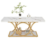 Tribesigns Rectangle Coffee Table, 47.24-inch Modern Coffee Tables for Living Room