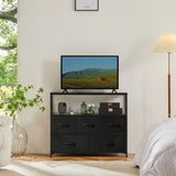 TV Stand Multilayer Shoe Rack Space Saving Cabinet With 5 Fabric Drawers