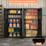 Metal Storage Cabinet with 5 Adjustable Shees, Garage Storage Cabinet with Lock