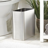 Stainless Steel Slim Rectangular Modern Metal 2.6 Gallon 10 Liter Trash Can Wastebasket