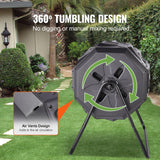 Compost Bin, 43-Gal Dual Chamber Composting Tumbler, Large Tumbling Rotating Composter