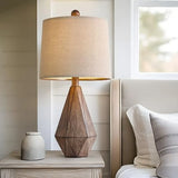 20.25' Living Room Rustic Linen Bedside Nightstand Lamps, Set of 2