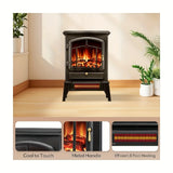5100 BTU Electric Fireplace Stove Heater with Adjustable Flame & Thermostat