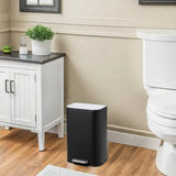 Bathroom Trash Can, 3.2 Gallon Stainless Steel Garbage Can with Lid, Rectangular Small