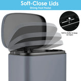 Homfa 30L Stainless Steel Step Trash Can Kitchen Garbage Can W/ Soft Close