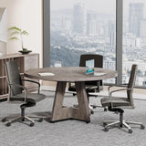 47 Inch Round Conference Table for 4-6 People, Wooden Meeting Room Table