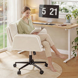 Criss Cross Chair with Wheels, Ergonomic Office Chair with Flip Armrests, Pet-Friendly Vanity Chair