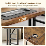 Executive Desk, 71 Inch Office Table with Power Ports, Large Computer Desk