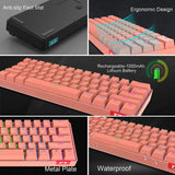 STK61 PBT Wireless Mechanical Gaming Keyboard, 61 Keys LED Backlit