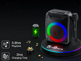 FanFun Wireless Outdoor Speaker, Portable Speaker with Microphone, Colorful DJ Light, Dual Microphone Jacks, TF Card Compatible