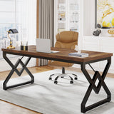 Tribesigns 63" Large Industrial Executive Desk with Extra Thickened Tabletop & Metal Frame