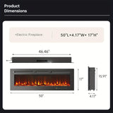 50/60-inch Smart Electric Fireplace Heater, Wall-mounted Or Built-in Fireplace