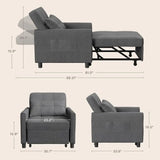 3-in-1 Convertible Sofa Bed in Linen Fabric for Living Room, Study, or Guest Room