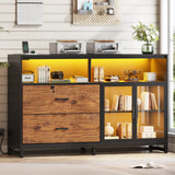 59" File Cabinet, 2 Drawers Filing Cabinets for Home Office fit Legal/Letter