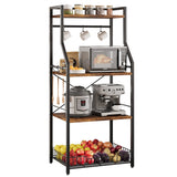 Kitchen Bakers Rack, Microwave Oven Stand with Large Wire Basket, 4-Tier Kitchen Utility Storage Shelf