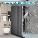 Foldable Magnetic Shower Curtain Waterproof Bathroom Curtain with 14 Hooks Modern