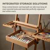 Large Wood H-Frame Easel W/ Storage Tray Adjustable Artist Easel Stand with Artist Storage Drawer