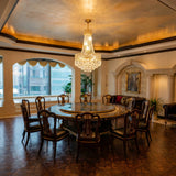 Luxury Gold Empire K9 Crystal Chandelier, 6-Light Adjustable Height Hanging Light