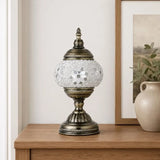 Turkish Moroccan Table Lamp Lantern with Handmade Mosaic Glass Lampshade