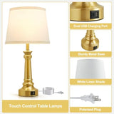 Touch Lamps for Nightstand Set of 2 - Gold Table Lamp for Bedroom