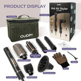 6-in-1 Multifunctional Hot Air Comb, Interchangeable Brush Head, Negative Ion Hair Dryer Brush and Styler, 110,000 Inorganic Electric Brush with High Speed, Frizzless Hot Air Quick Drying, Professional