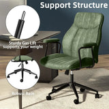 Leather Office Desk Chair with Wheels and Arms, Height Adjustable, Vintage