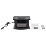 350W Mini Electric Fireplace Adjust 15-32°C Heater with 3D Realistic Flame