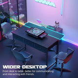 Computer Desk with Drawers 40 Inch Computer Desk with Power Outlet LED Light Gaming Desk