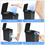 2 Pack 12L & 18L Automatic Trash Can Bathroom Touchless Motion Sensor Garbage Can