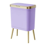 Bathroom Trash Can with Lid, Plastic Garbage Can with Legs, 4 Gallon Gold Trash Bin with Push Button,