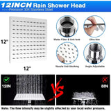 Water Showerhead, Built-in 2 Power Wash +12" Shower Extension Arm MD DC PRINT